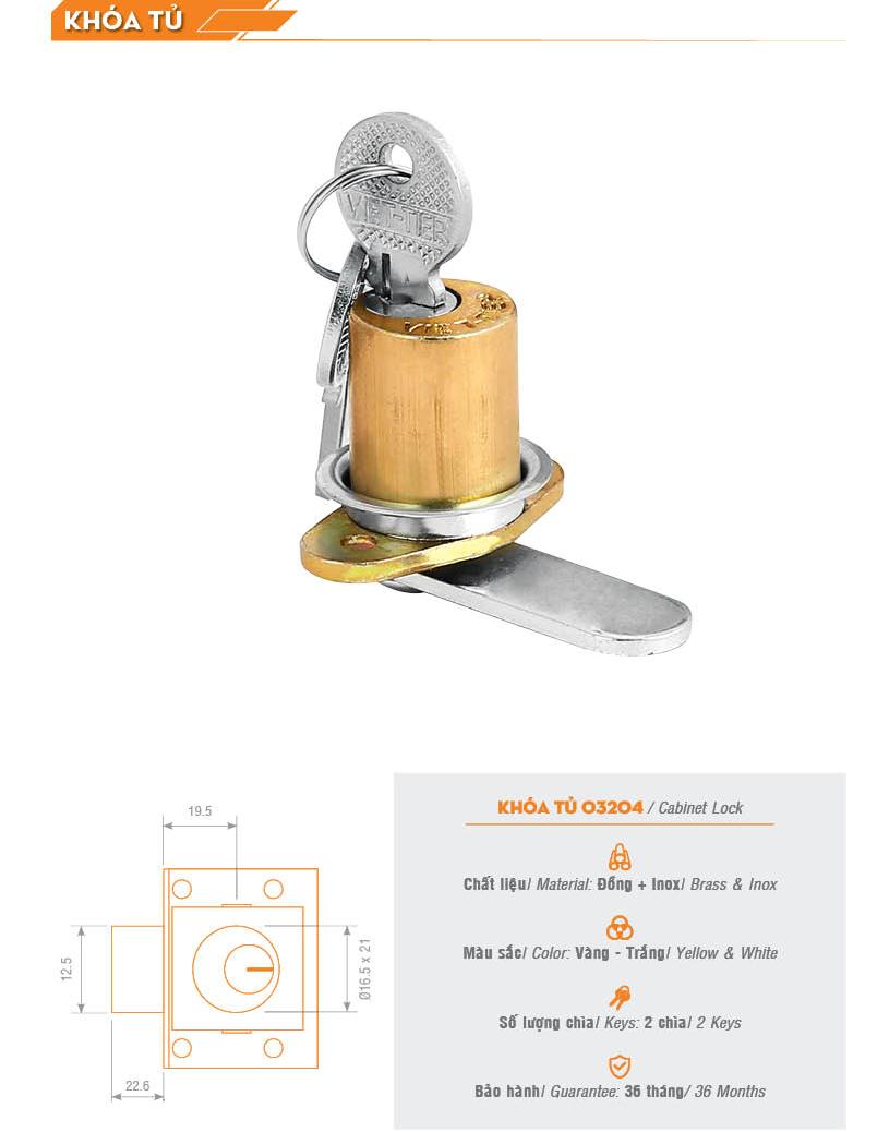 KHÓA TỦ ,CỐP VIỆT TIỆP 3204