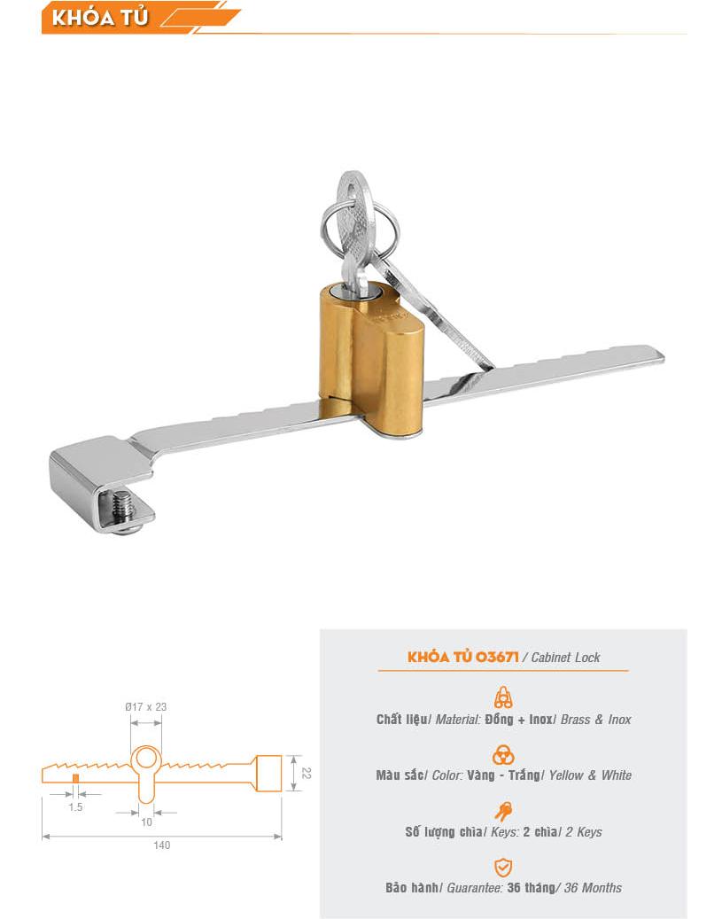 KHÓA TỦ KÍNH VIỆT TIỆP 03671